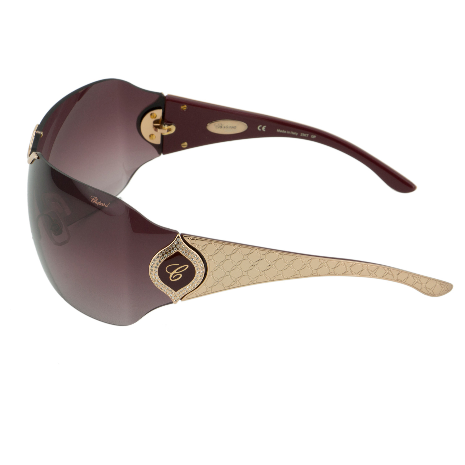 Chopard SCH 883 Rose Gold 23K Women Shield Wrap-Around Sunglasses | eBay
